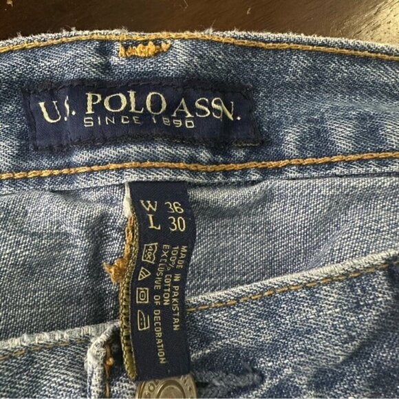 US Polo Assn. Men Size 36x30 Jeans Straight Medium Wash Cotton Blue fade - Picture 5 of 6